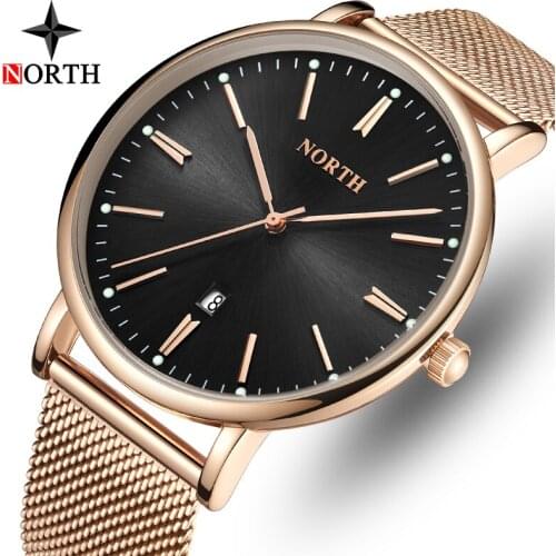 NORTH Top Brand Luxury Business Casual Quartz Watch Men Fashion Mesh Steel Strap Waterproof Sport Mens Watches Relogio Masculino