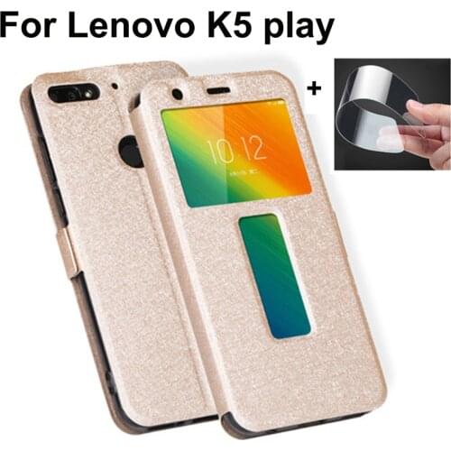 Open window capas For Lenovo K5play Case Cover Luxury PU Leather Flip Cover For Lenovo K5 play shell For Lenovo L38011 coque