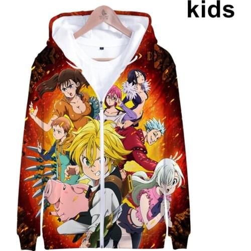 3 to 14 Years kids Hoodies Kawaii The Seven Deadly Sins 3D Printed Hoodie Sweatshirt Harajuku Cartoon Jacket Children Clothes