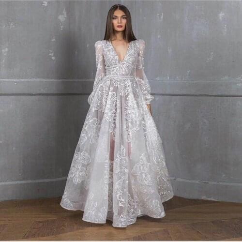 Elegant Evening Party Night Lace Dresses Women Autumn Winter Embroidery Lantern Sleeve V-Neck Wedding Banquet Maxi Long Dress