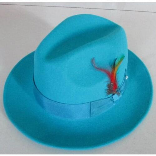 LIHUA Brand Fedora Hat For Men Wool Felt Hat Stain-Resistant Crushable Trilby Handmade Stitching Bowknot Feather