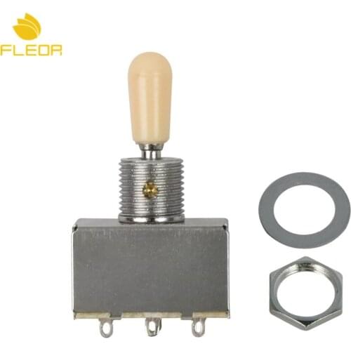 FLEOR Pack of 5pcs 3 Way Toggle Guitar Switch w/ Tip for Electric Guitar,Black/Cream/White Tip Choose