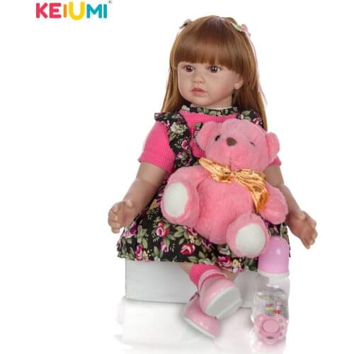 KEIUMI Classic 24 Inch Silicone Reborn Baby Dolls True To Life Princess Baby Dolls Toy Kids DIY Play House Playmate Gift