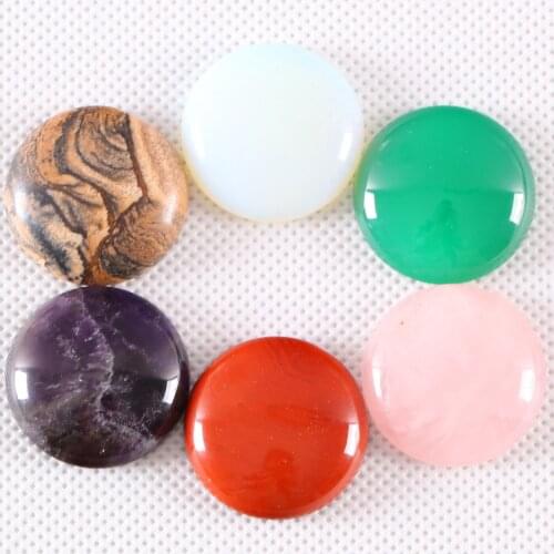 2Pcs/Lot 25MM Round Natural Stone Bead White Opal Black Onyx Gold Tiger Eye Cabochon For Jewelry Making DIY Bracelet Pendant