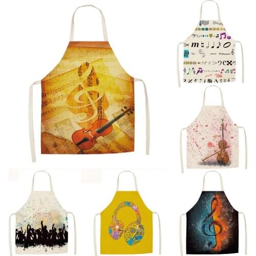 Musical note Printed Multifunction Antifouling Kitchen Aprons Cotton Linen men women Chef Cooking Apron Cleaning 68*55 0044