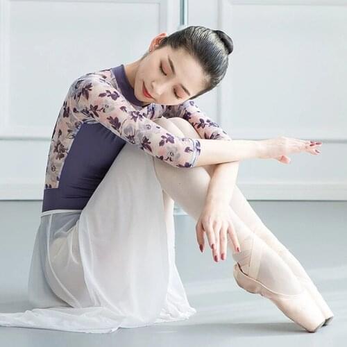 Ballet Dance Leotard 3/4 Sleeve Ballet Dancing Wear for Girls Adult High Collar Dance Practice Costume Women Gymnastics Leotards