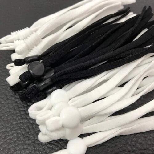LBER 100 Pcs Sewing Elastic Band Cord with Adjustable Buckle Stretchy Mask Earloop Lanyard Earmuff Rope DIY Making Supplies