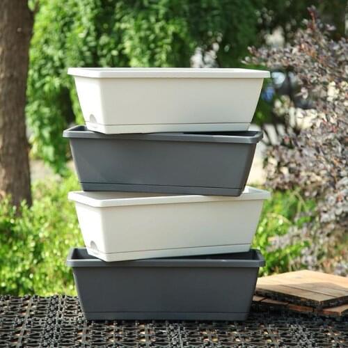 Lazy Plastic Flower Pots Family Balcony Planting Vegetables And Flowers Extra Large Rectangular Planting Groove