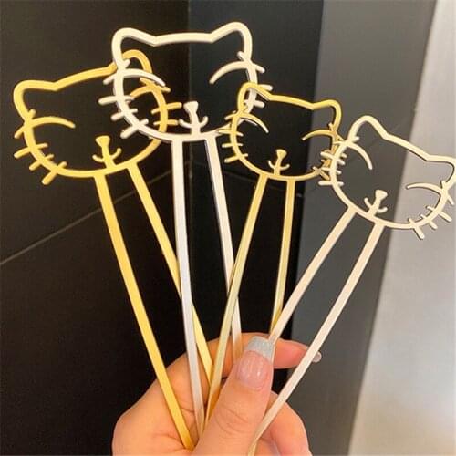 Metal Cat hair bun headdre Women summer elegant ponytail clip simulation pearl bow hair bun clip INS popular girl jewelry