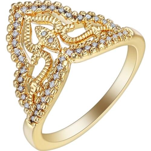 White Zirkon Fashion gold-color CZ zircon Jewelry Lady Wedding Rings Princess Crown Jewellery Women Bijoux Distribution