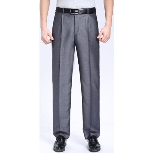 Men 3 Colors Big Size Business Casual Wrinkle-Resistant Pleated Pants Dress New Arrival Summer 2021 Breathable Suit Pants