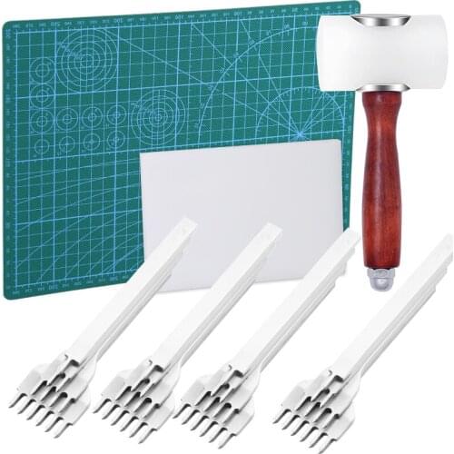 Imzay 3/4/5/6mm Tool Kit Spacing Punch Tool For Leather Hole Punches Tool Lacing Stitching Sewing DIY Leather Craft Tools