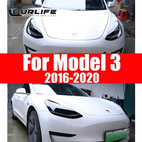 Front Headlamp Car Styling Sticker For Tesla Model 3 Headlamps TPU Smoked Black Headlights Protector Film accessories supplies