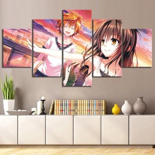 Wall Art Canvas 5 Pieces Paintings Anime Picture Hd Prints Modern Poster Bedroom Framed Modular Home Decoration
