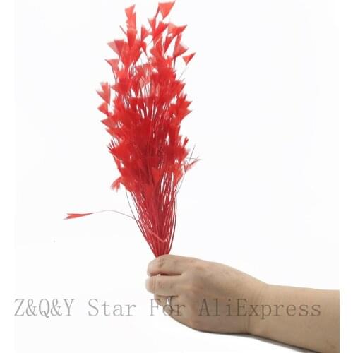 Natural turkey torn flat hair dyed red made into 30-35CM wire flower DIY craft performance costume feather