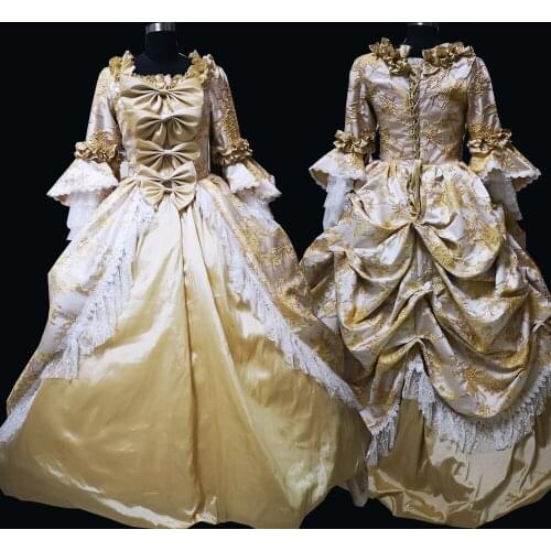 2020 New champagne Vintage costumes 18th Duchess Retro medieval Renaissance Reenactment Theatre Civil war Victorian dress D-585