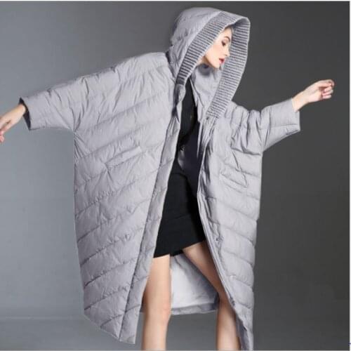 New style long down jacket Women plus size thick black coat big hood female duck down clothes High-end loose pure color Overcoat
