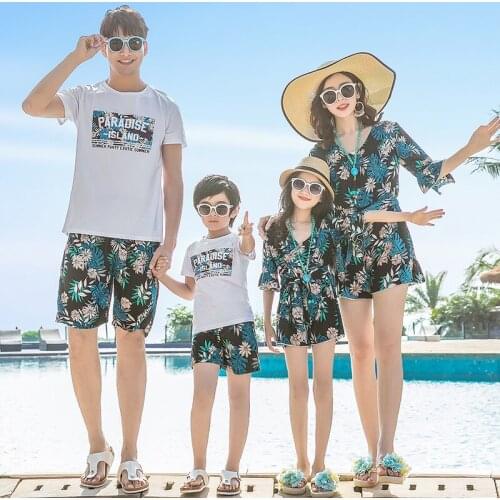 Summer family look mother daughter matching dresses mommy and me clothes mom mum girl dress dad son outfits family clothing sets