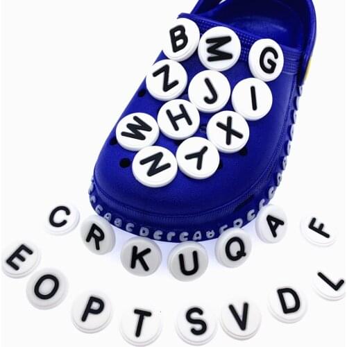 Wholesale Mix 100PCS Circular Letter Icon Shoes Charms For Kids Gifts Croc JIBZ Accessories Hole Sliper Alphabet Decoration