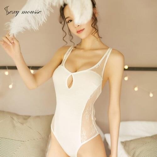 Sexy mousse woman lace sexy lingerie onesies temptation engraving backless ladies pajama pajamas sleepwear onesie sloth adulto