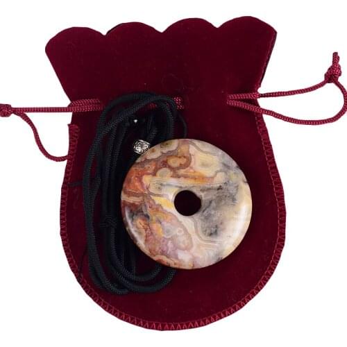 5 CM Donut Pendant Natural Stone Fashion Chakra Pendants Set With Necklace Favor gift Crystal Quartz Healing Reiki Charm jewelry