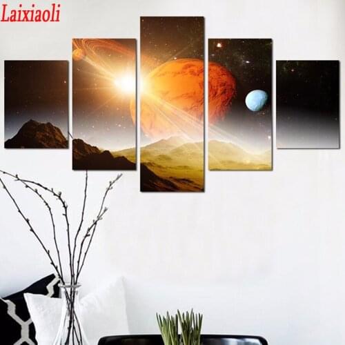 Full Square 5D DIY Diamond Painting outer space planets universe stars sale diamond Embroidery diamond Mosaic Decoration 5 pcs