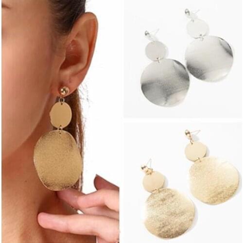 Ex246 European Fashion Vintage personality geometric matte round Pendant earrings Womens Jewelry Accessories 1 pair