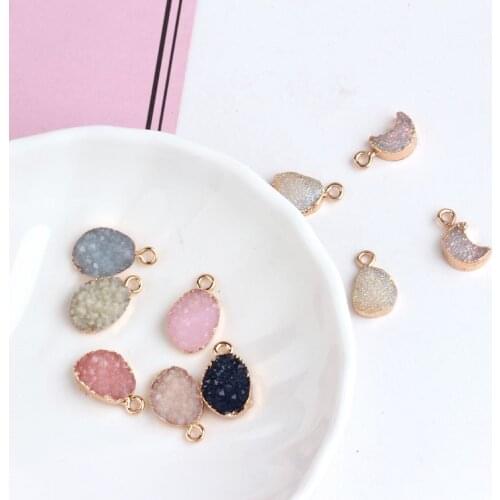 2pcs Oval Moon Irregularity Resin Finding Earring Charm DIY Making Necklace Pendant Chic Handmade Jewelry Accessories AC242