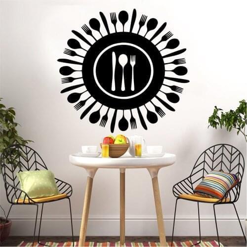 Fun Elegant tableware Wall Stickers For Home Decor Living Room Bedroom Wall Decoration Murals