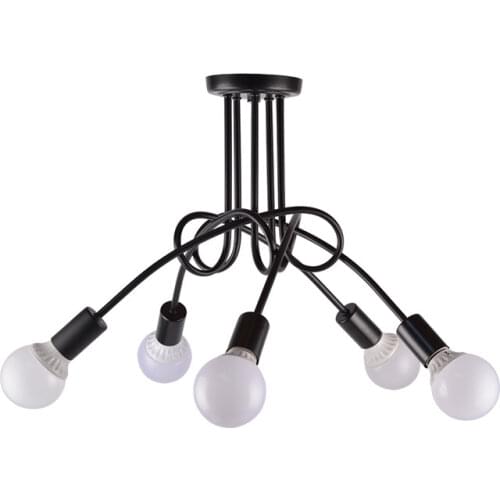 American Retro Wrought Iron LED E27 Ceiling Lamp Black And White Lamp Living Room Ceiling Lamp Decoration Home Lighting