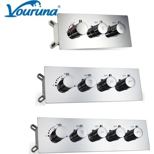 VOURUNA Thermostatic Shower Faucet Mixing Valve Brass Concealed Valve Wall Mounted Shower Controller For Showerhead