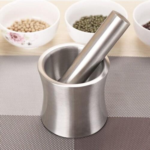 1Pcs 304 Stainless Steel Garlic Pounding Machine Pounding Medicine Pot Waist-shaped Garlic For For Family / Pharmacy / Grind Foo