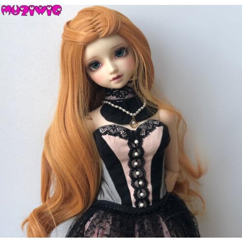MUZIWIG High Temperature Fiber Long Princess Style Curly Hair 2 Colors for 1/3 1/4 1/6 BJD SD Doll Accessories