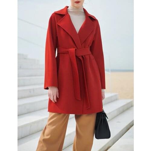 End 11.26 Quality High Winter Fashion Temperament Coat Or With Belt Long Wool Cashmere Outerwear