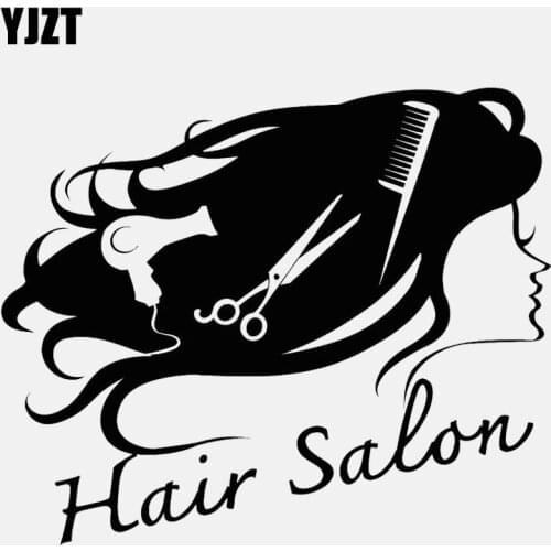 YJZT 13.5CM*11.2CM Barbershop Scissors Hair Salon Hairdresser Vinyl Car Sticker C22-0180