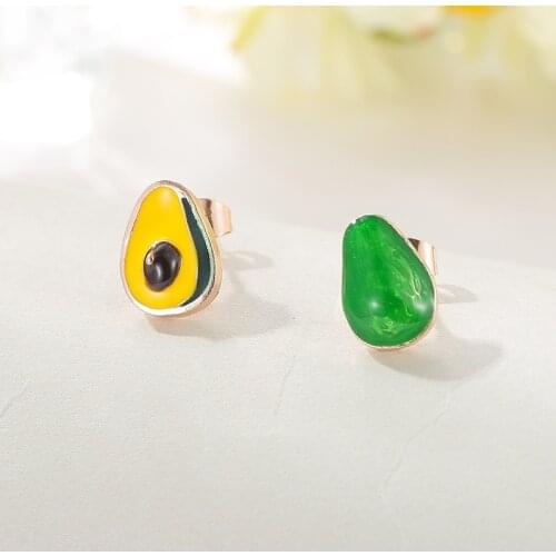 Yungqi Dripping Oil Fruit Avocado Stud Earring for Women Horse Cherry Earrings for Children Ear Jewelry Oorbellen Brinco