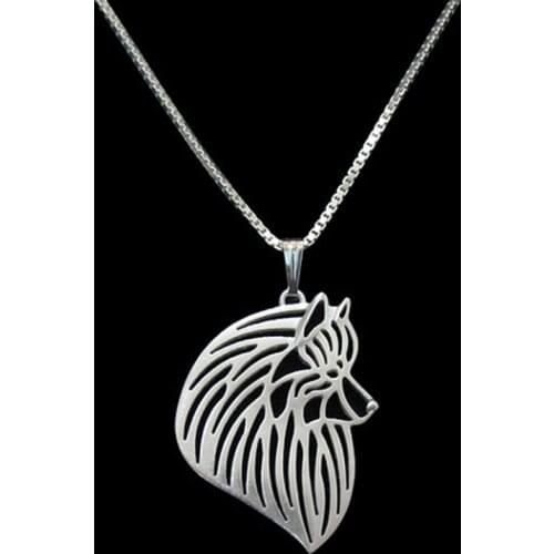 New Unique Romantic Gold Silver Color Keeshond Head Pendant Necklace Hunger Games Necklace Women Best Friend Choker