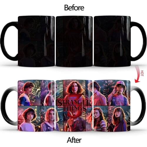 1Pcs New 350ml Creative Stranger Things Coffee Milk Cups Drink More Hot Water Cup Color Changing Mugs Birthday Gift for Children