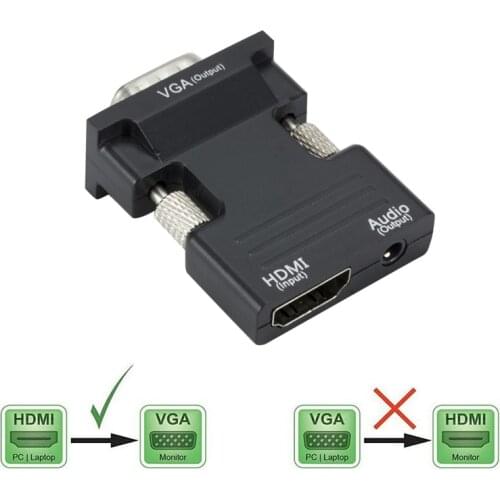 1080P HDMI to VGA Adapter Converter HDMI Female to VGA Male Audio Cable Video Converter for PC Laptop TV Monitor Projector