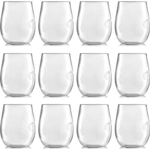 12 Pcs Disposable Plastic Wine Cups Unbreakable Clear Stemless Wine Glasses Set Shatterproof Recyclable Drinkware Home