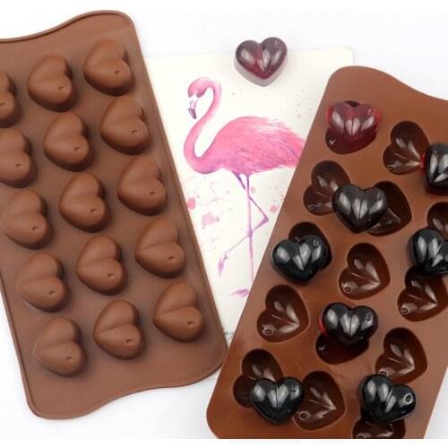 15 Cavity Heart Silicone Chocolate Mold for Soap Jelly Biscuit Candy Ice Cream Cakes Dessert Pastry Bakeware Pan Decorating Tool