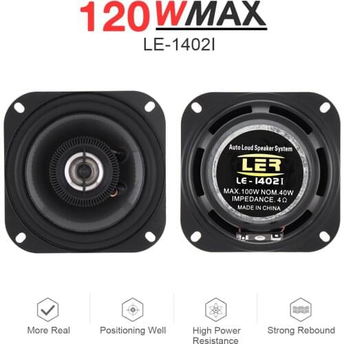 2pcs 4 Inch 120W 91dB 2 Ways Universal Car Coaxial Speakers Audio Stereo Full Range Frequency HiFi for Car Audio System Modified
