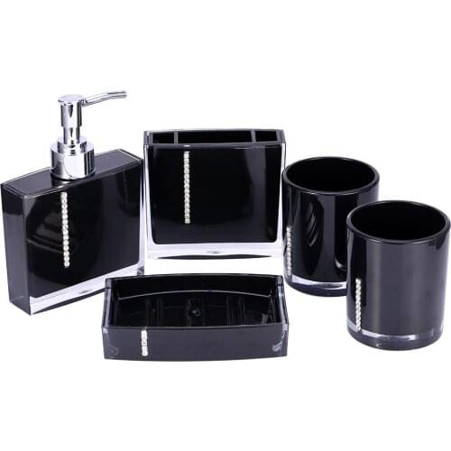 5PC/Set Acrylic Bathroom Accessor Bath Cup Bottle Toothbrush Holder Soap Dish Eco-Friendly Square Bottle Toothbrush Holder Soap