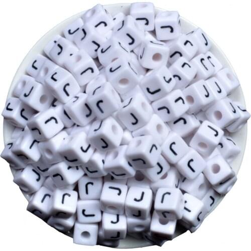 Acrylic Spacer Beads Square White Letter Pattern "O" About 10mm(3/8")x 10mm(3/8"),Hole: Approx 4mm,50 PCs