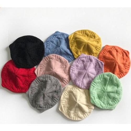 2020 Fashion Toddler Kids Beret Hat Cap for Boys Girls Cute Cat Ears Children Baby Hats Winter Warm Woolen Knitted Cap 10 Colors