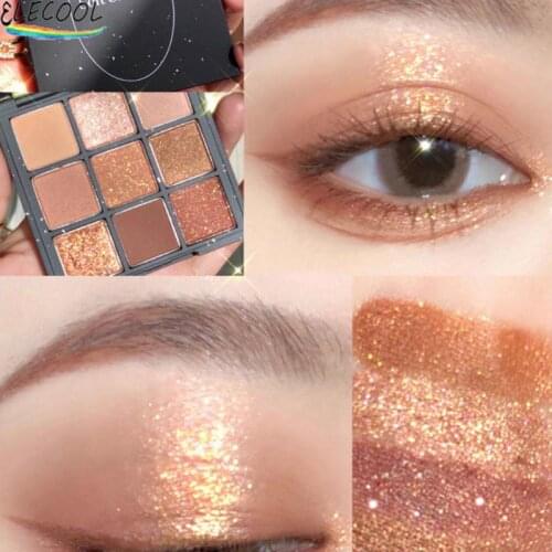 ELECOOL 9 Colors Shimmer Eyeshadow Pearlescent Pallete Cosmetics Glitter Eye Shadow Lasting Waterproof Eye Pigments Shine Makeup