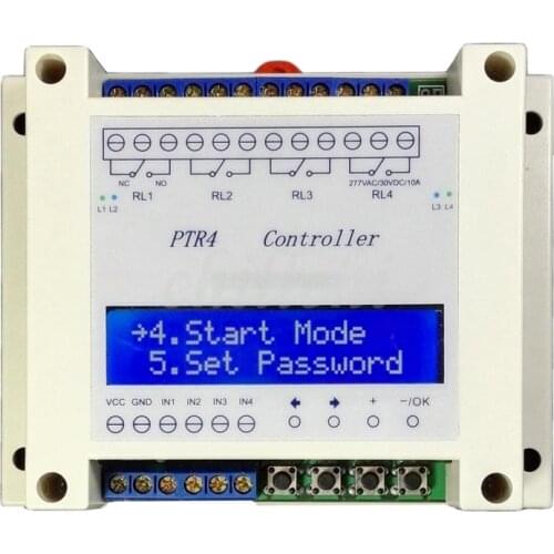 Four way programmable time relay, /99 step multi way timer / trigger solenoid valve linkage control, /PTR4