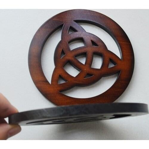 P15D Wood Divination Coaster Altar Props Ritual Divination Witchcraft Supplies for Altar Table Decorations