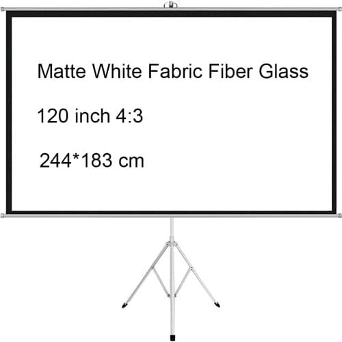 120 inch 4:3 Portable Indoor Outdoor Projector Screen Matte White Fabric Fiber Screen With Pull Up Foldable Stand Tripod