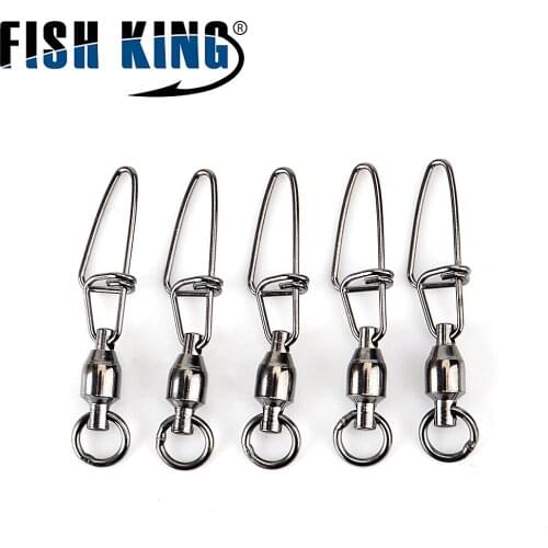 FISH KING 1 Pack Fishing Swivel Ball Bearing Swivel With Cross Lock Snap Fish Hook Lure Connector Terminal Fishing Tackle Shop